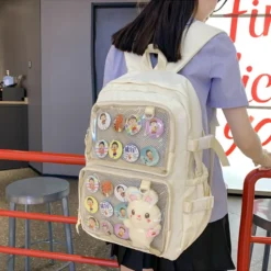 Kawaii Harajuku Style Transparent Ita College Backpack -Kawaiitherapy Shop 76677 hcbran