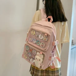 Kawaii Harajuku Style Transparent Ita College Backpack -Kawaiitherapy Shop 76677 tnnyef