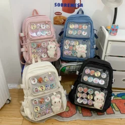 Kawaii Harajuku Style Transparent Ita College Backpack -Kawaiitherapy Shop 76677 z6a1tv