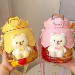 Kawaii Jumbo Bear Large Capacity Transparent Bottle (1300ml) -Kawaiitherapy Shop 77542 6lzcji