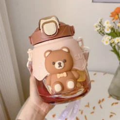 Kawaii Jumbo Bear Large Capacity Transparent Bottle (1300ml) -Kawaiitherapy Shop 77542 9cfsqy