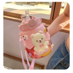 Kawaii Jumbo Bear Large Capacity Transparent Bottle (1300ml) -Kawaiitherapy Shop 77542 pqspbq