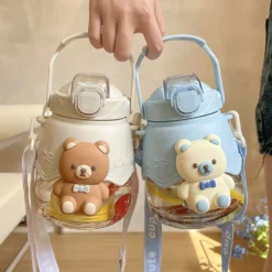 Kawaii Jumbo Bear Large Capacity Transparent Bottle (1300ml) -Kawaiitherapy Shop 77542 wh0xcy