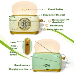 Kawaii Bread Toast Retro Alarm Clock – Limited Edition -Kawaiitherapy Shop 78245 5ohsqy