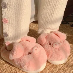 Kawaii Fuzzy Pig Comfy Winter Slippers – Limited Edition -Kawaiitherapy Shop 78515 nfah0k
