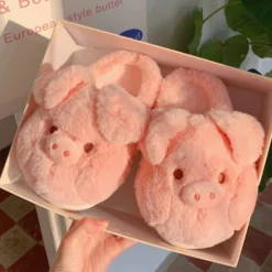 Kawaii Fuzzy Pig Comfy Winter Slippers – Limited Edition -Kawaiitherapy Shop 78515 tyc4vf