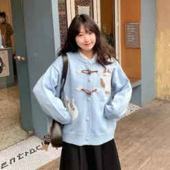 Kawaii Harajuku Pastel Cat Cardigan Sweater – Limited Edition