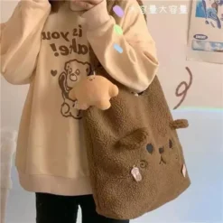 Kawaii Harajuku Winter Style Bear Tote Bag – Limited Edition -Kawaiitherapy Shop 79137 qhbydw