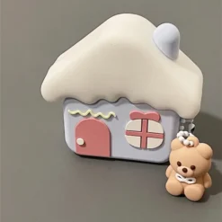 Cute Snow House Bear Protective Earphone Case -Kawaiitherapy Shop 79958 ff8cy4