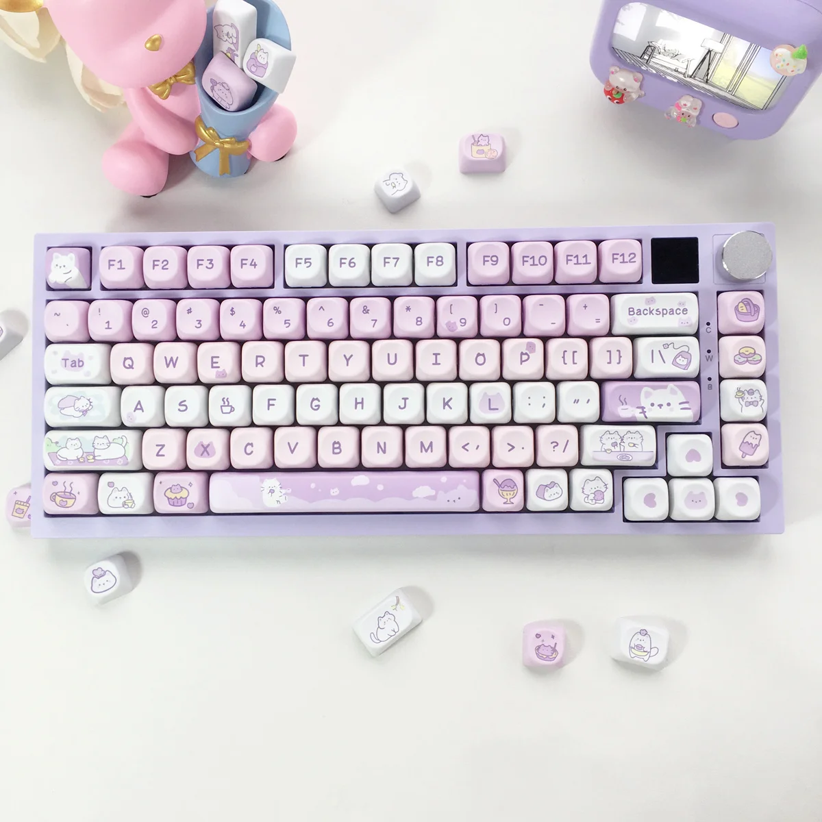 Kawaii Cat Tea Party Mao Profile Keycaps (132 Keys) 6 Kawaii Cat Tea Party Mao Profile Keycaps (132 Keys) - Image 6