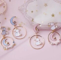 Kawaii Bunny Moon Earrings – Limited Edition