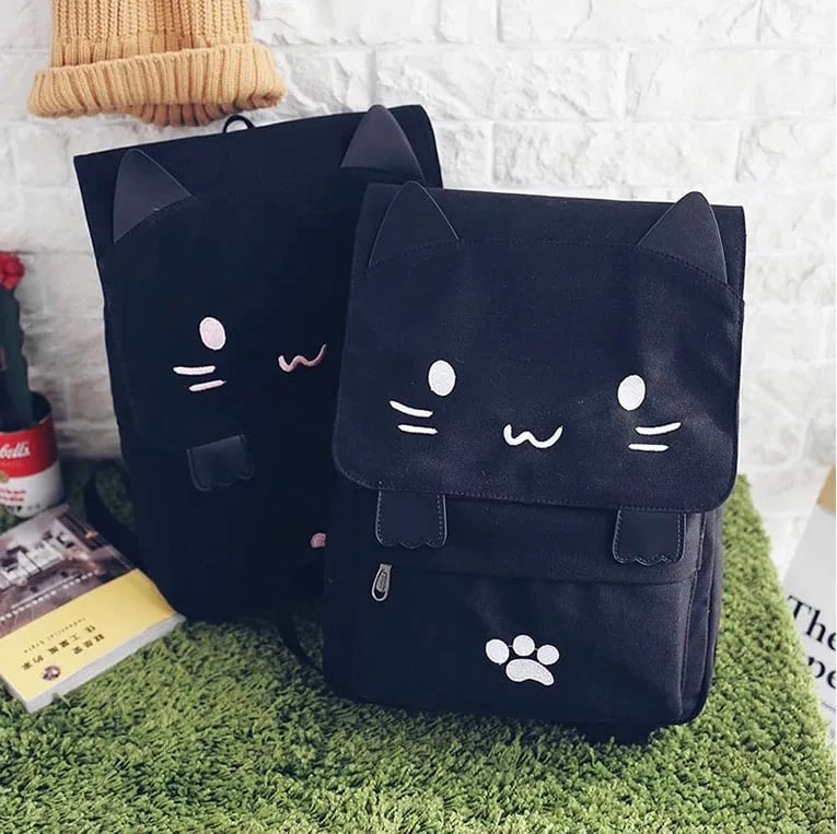 Kawaii Cat Canvas Backpack – Special Edition 1 Kawaii Cat Canvas Backpack – Special Edition