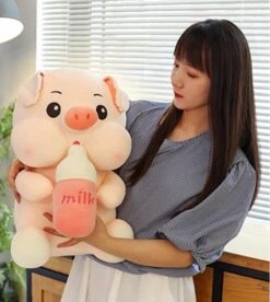 Kawaii Therapy Chubby Pig Milk Bottle Plush XL (45cm) -Kawaiitherapy Shop Chubby Pig Milk Bottle Plush 2