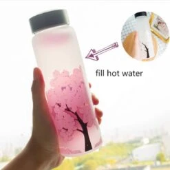 Kawaii Color Changing Cherry Blossom Glass Bottle (420ml)