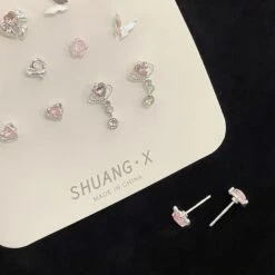 Kawaii Crystal Hearts Earring Gift Set – Limited Edition -Kawaiitherapy Shop Earring Set Crystal