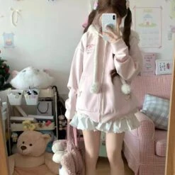 Kawaii Japanese Style Cat Zipper Hoodie – Special Edition -Kawaiitherapy Shop IMG 0557