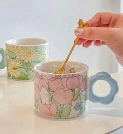 Kawaii Aesthetic Tulip Ceramic Cup – Limited Edition