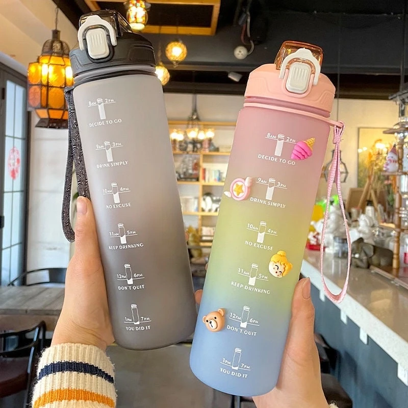 Kawaii Pastel Large Capacity Straw Bottle (1000ml) 2 Kawaii Pastel Large Capacity Straw Bottle (1000ml) - Image 2