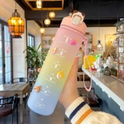 Kawaii Pastel Large Capacity Straw Bottle (1000ml) 15 Kawaii Pastel Large Capacity Straw Bottle (1000ml) -Kawaiitherapy Shop IMG 1101 2