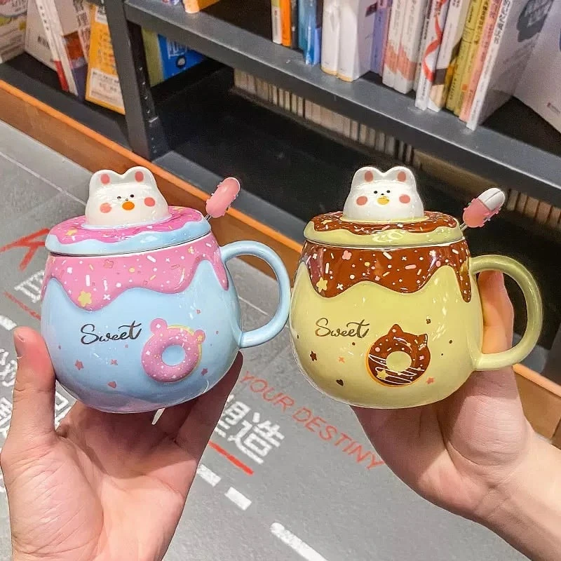 Kawaii Bunny Donut Ceramic Cup – Special Edition 2 Kawaii Bunny Donut Ceramic Cup – Special Edition - Image 2