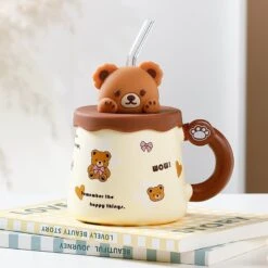 Kawaii Pastel Bear Cute Ceramic Cup (450ml) – Limited Edition -Kawaiitherapy Shop IMG 2778