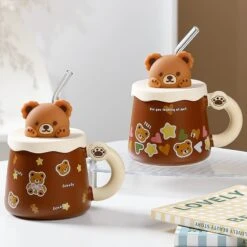 Kawaii Pastel Bear Cute Ceramic Cup (450ml) – Limited Edition -Kawaiitherapy Shop IMG 2779