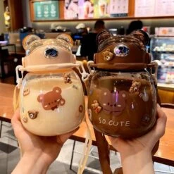 Kawaii Jumbo Bear Straw Bottle (1300ml) – Limited Edition