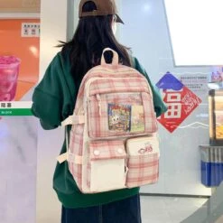 Kawaii Japanese High School Plaid Backpack – Limited Edition -Kawaiitherapy Shop IMG 3223