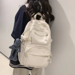 Kawaii Multipocket Solid Pastel Korea Style Backpack -Kawaiitherapy Shop IMG 3538