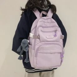 Kawaii Multipocket Solid Pastel Korea Style Backpack -Kawaiitherapy Shop IMG 3542 1