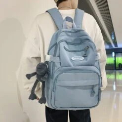 Kawaii Multipocket Solid Pastel Korea Style Backpack -Kawaiitherapy Shop IMG 3543