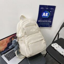 Kawaii Multipocket Solid Pastel Korea Style Backpack -Kawaiitherapy Shop IMG 3544