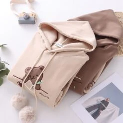 Kawaii Japanese Style Bear Embroidery Hoodie – Limited Edition -Kawaiitherapy Shop IMG 3878