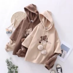 Kawaii Japanese Style Bear Embroidery Hoodie – Limited Edition -Kawaiitherapy Shop IMG 3879