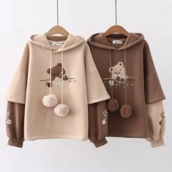 Kawaii Japanese Style Bear Embroidery Hoodie – Limited Edition -Kawaiitherapy Shop IMG 3880