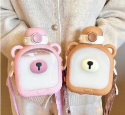 Kawaii Bear Square Straw Bottle (700ml) – Limited Edition -Kawaiitherapy Shop IMG 4471