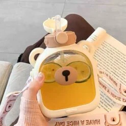 Kawaii Bear Square Straw Bottle (700ml) – Limited Edition -Kawaiitherapy Shop IMG 4476