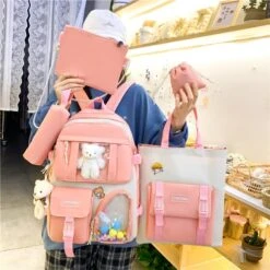 Kawaii Korea Style Student Backpack Set (5pcs) – Limited Edition -Kawaiitherapy Shop IMG 4566
