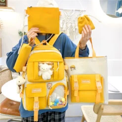 Kawaii Korea Style Student Backpack Set (5pcs) – Limited Edition -Kawaiitherapy Shop IMG 4567 2