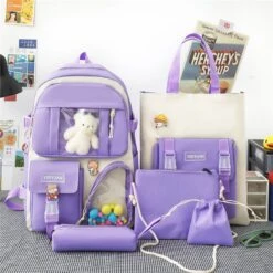 Kawaii Korea Style Student Backpack Set (5pcs) – Limited Edition -Kawaiitherapy Shop IMG 4569 2