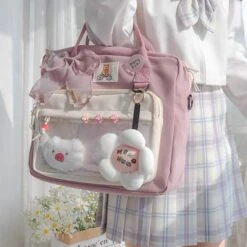 Kawaii Ita Style College Harajuku Shoulder Bag -Kawaiitherapy Shop IMG 4609