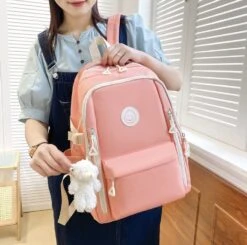Kawaii Pastel Multipocket Harajuku Backpack Set -Kawaiitherapy Shop IMG 4661