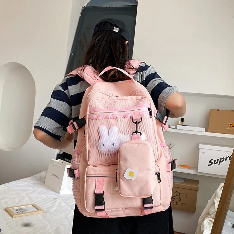 Kawaii Korea Style Multi-Pocket Shoulder Backpack 6 Kawaii Korea Style Multi-Pocket Shoulder Backpack - Image 6