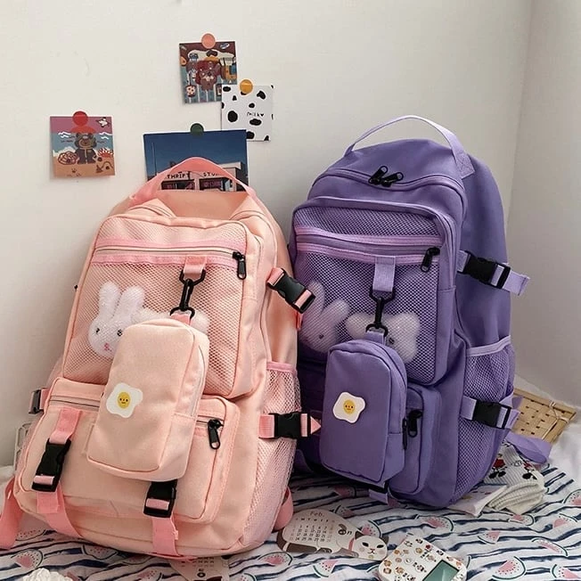 Kawaii Korea Style Multi-Pocket Shoulder Backpack 2 Kawaii Korea Style Multi-Pocket Shoulder Backpack - Image 2