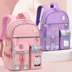 Kawaii Large Capacity Canvas Grid Backpack – Limited Edition