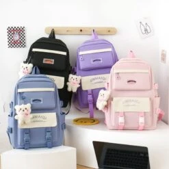 Kawaii Korea Pastel Harajuku Backpack Set (5pcs) -Kawaiitherapy Shop IMG 6675