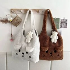 Kawaii Harajuku Winter Style Bear Tote Bag – Limited Edition -Kawaiitherapy Shop IMG 8662