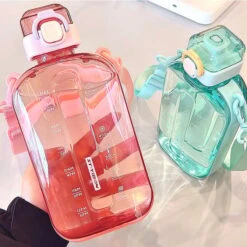 Kawaii Pastel Transparent Style Water Bottle (750ml) -Kawaiitherapy Shop IMG 9794 2