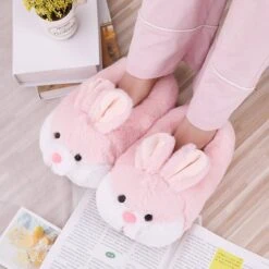 Kawaii Pink Bunny Ears Slippers